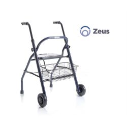 MORETTI FOLDING ROLLATOR IN PAINTED STEEL - 2 WHEELS - WITH SEAT AND BASKET - ZEUS