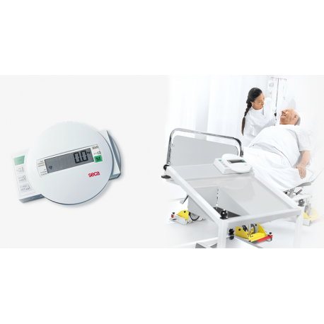 SECA 985 ELECTRONIC BED AND DIALYSIS SCALE WITH EQUIPMENT TROLLEY