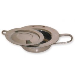 GIMA S/S BED PAN ROUND WITH LID 320X85 MM - STRAIGHT HANDLE