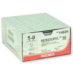 MONOCRYL SUTURA ABSORBIBLE  ETHICON MONOCRYL - 4/0 AGUJA 16 MM (12 UDS)