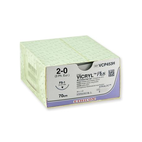 SUTURA ABSORBIBLE ETHICON VICRYL PLUS - 2/0 AGUJA 24 MM